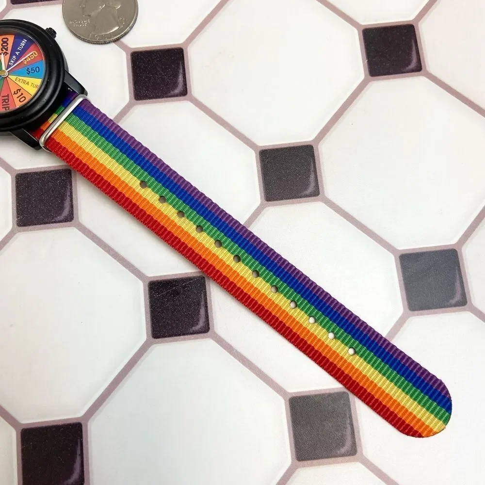 Vintage 1996 Joe Boxer X Timex Wheel of Fortune Men's Unisex Watch Rainbow Strap